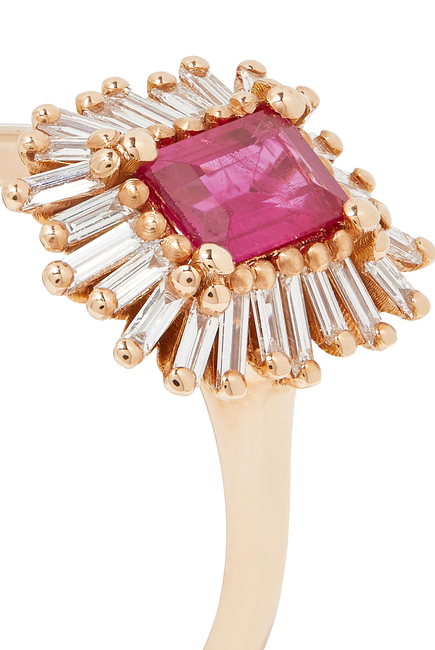 One Of A Kind Ring, 18K Rose Gold with Ruby & Diamonds